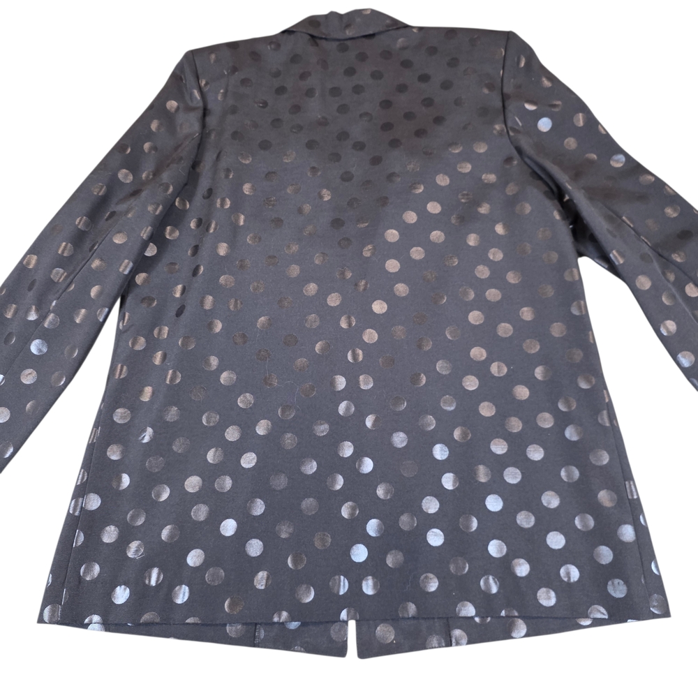 VINTAGE LAWRENCE 90s Polka Dot Blazer | L | Black | Retro Tailored Jacket - Picture 10 of 14